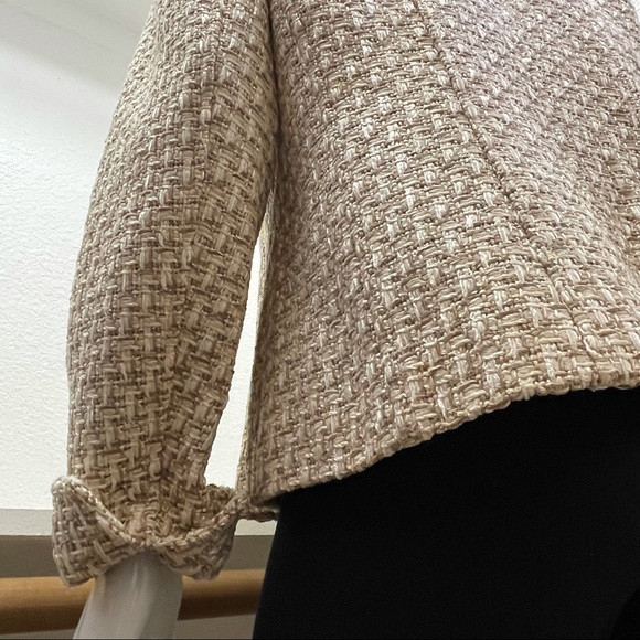 TALBOTS•CLASSY Heavy Weave Tweed Open Front Blazer Sz 14 - Picture 6 of 10
